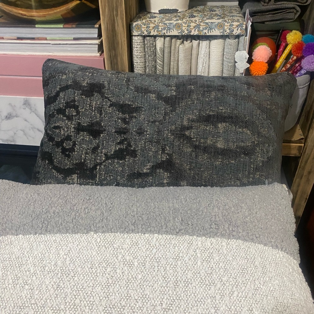 Elegant Gray Patterned Throw Pillow